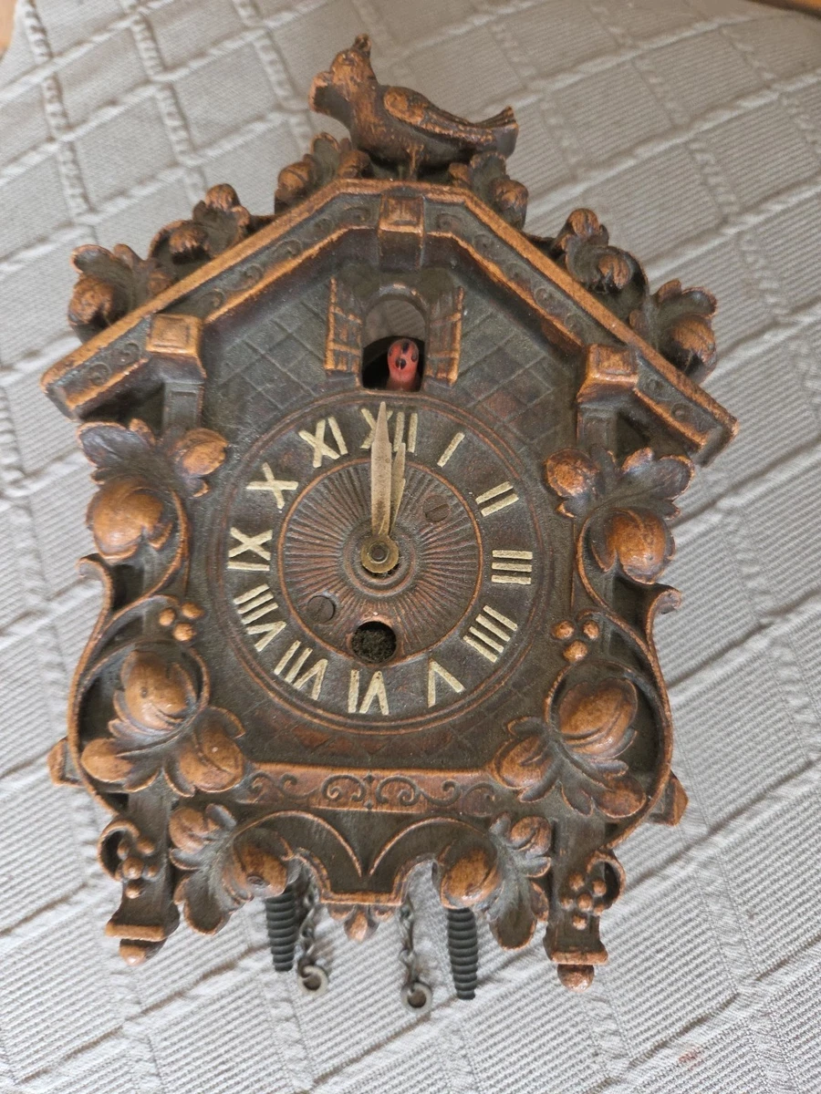 ドイツ木製アンティーク ククラックス掛時計 1920-1949 Time Period Manufactured Collectible Cuckoo & Black
