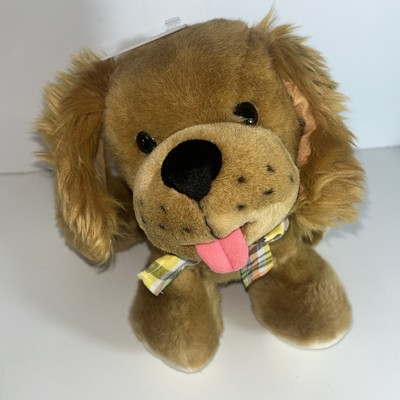Cute Brown Dog, Plush With Plaid Bow tie 12 