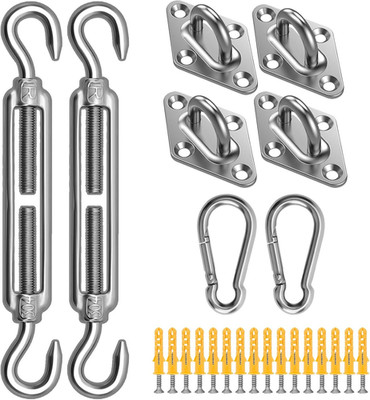 Sun Shade Sail Hardware Kit, 6 Inch for Triangle Rectangle Sun Shade Sail Instal