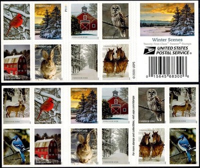 2020 Snow Scene Stamps 100 Pieces Forever Set
