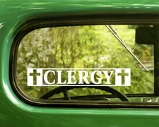 2 CLERGY MINISTER DECALs Priest Religion Stickers For Car Window Bumper RV