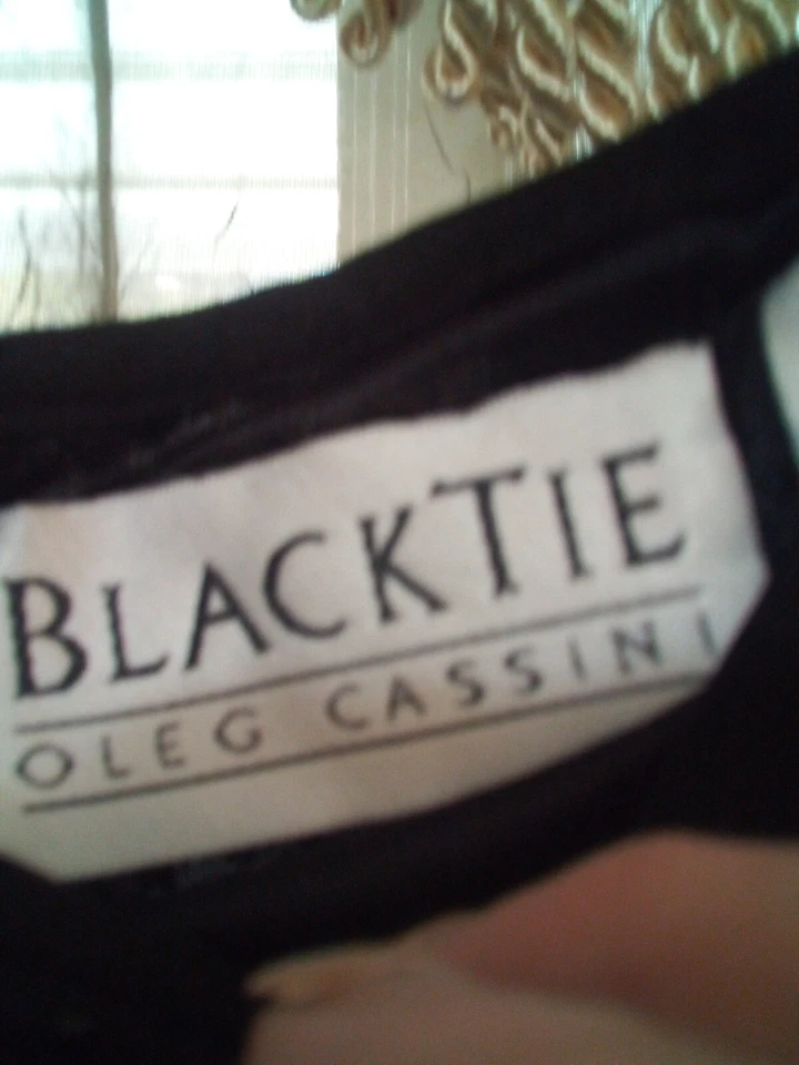 TALLA 4 Falda Larga Negra Corbata Oleg Cassini Vintage Con Abertura. Foto 3 de 4