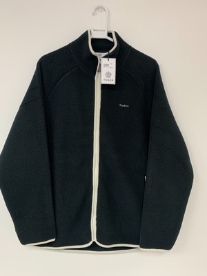 Damen Tog 24 Leving geformte Jacke durchgehender Reißverschluss Fleece hoher Kragen schwarz/creme Größe 18
