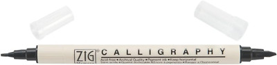 Zig Memory System Calligraphy Dual Tip Marker, Carded, Pure Black