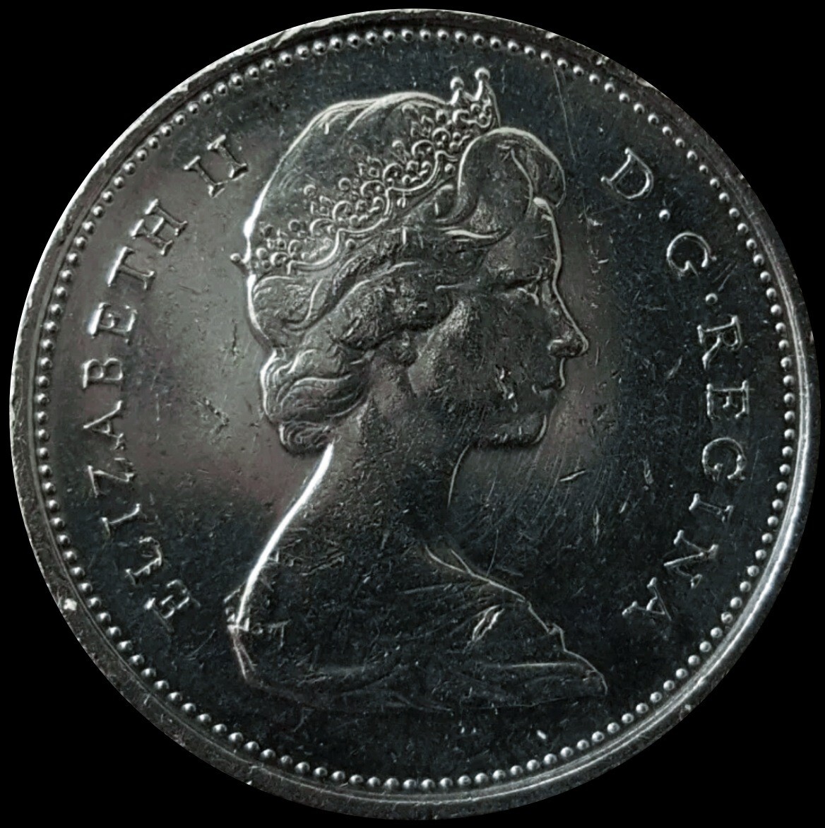 1968 Canada Quarter .500 Silver Coin Elizabeth II Caribou 25 Cents