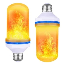 2Pc LED Flame Effect Yellow Light Bulbs E26 LED Bulb Holiday Hotel Party Wedding