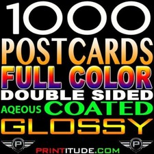 1000 POSTALES a todo color 4x6 16PT GRUESAS BRILLANTES 2 CARAS 4"x6" impresión offset personalizada