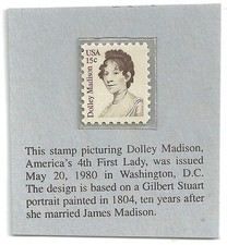 Vintage 15 cent stamp: Dolley Madison (May 20, 1980, Washington, DC)