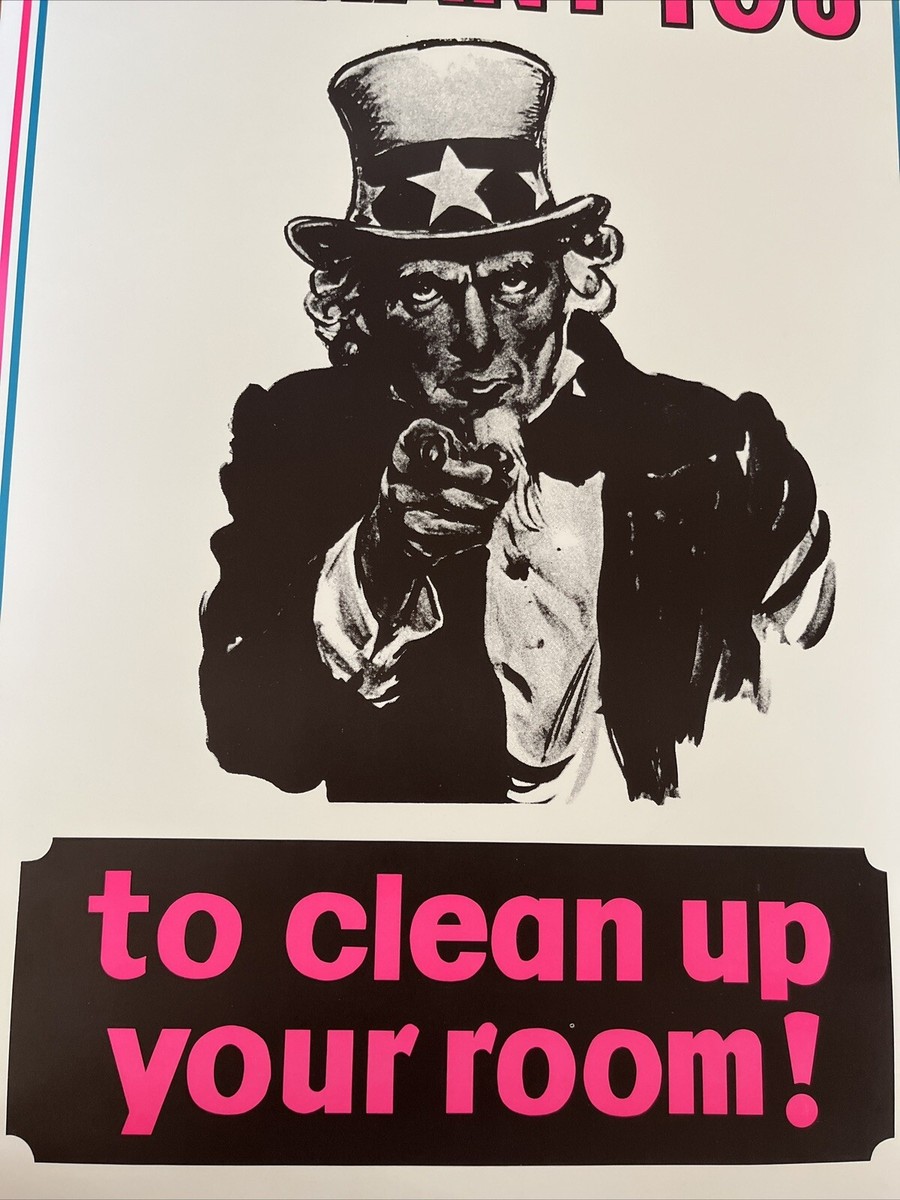 we want you to clean your room blacklight poster Uncle Sam 1970s