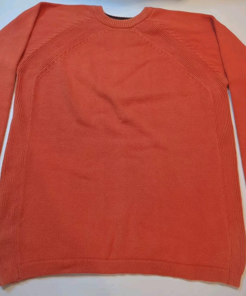 Oscar De La Renta Mens Pullover Sweater Size Large Orange Knitted CrewNeck Thick - Image 3 of 4