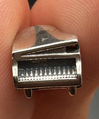 Sterling Silver Grand Piano Bead Charm Fit Bracelet