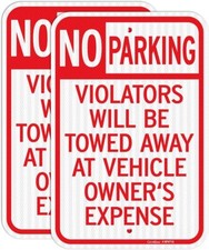 Large No Parking Signs,18x12 Inches Violators Will Be Towed Away at 2 PACK
