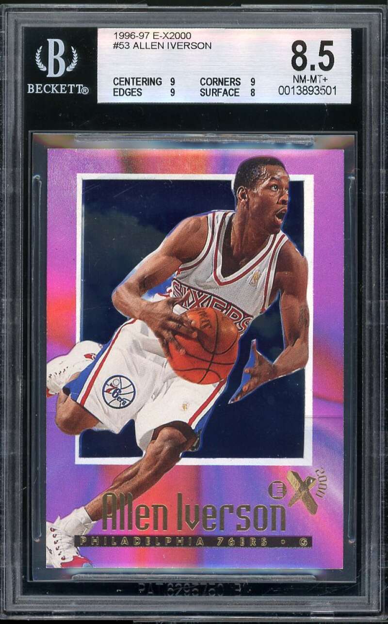 Allen Iverson Rookie Card 1996-97 E-X2000 #53 BGS 8.5 (9 9 9 8)