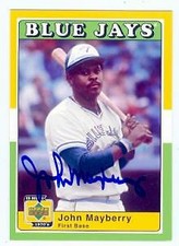 John Mayberry autographed baseball card (Blue Jays) 2001 Upper Deck Decade #10