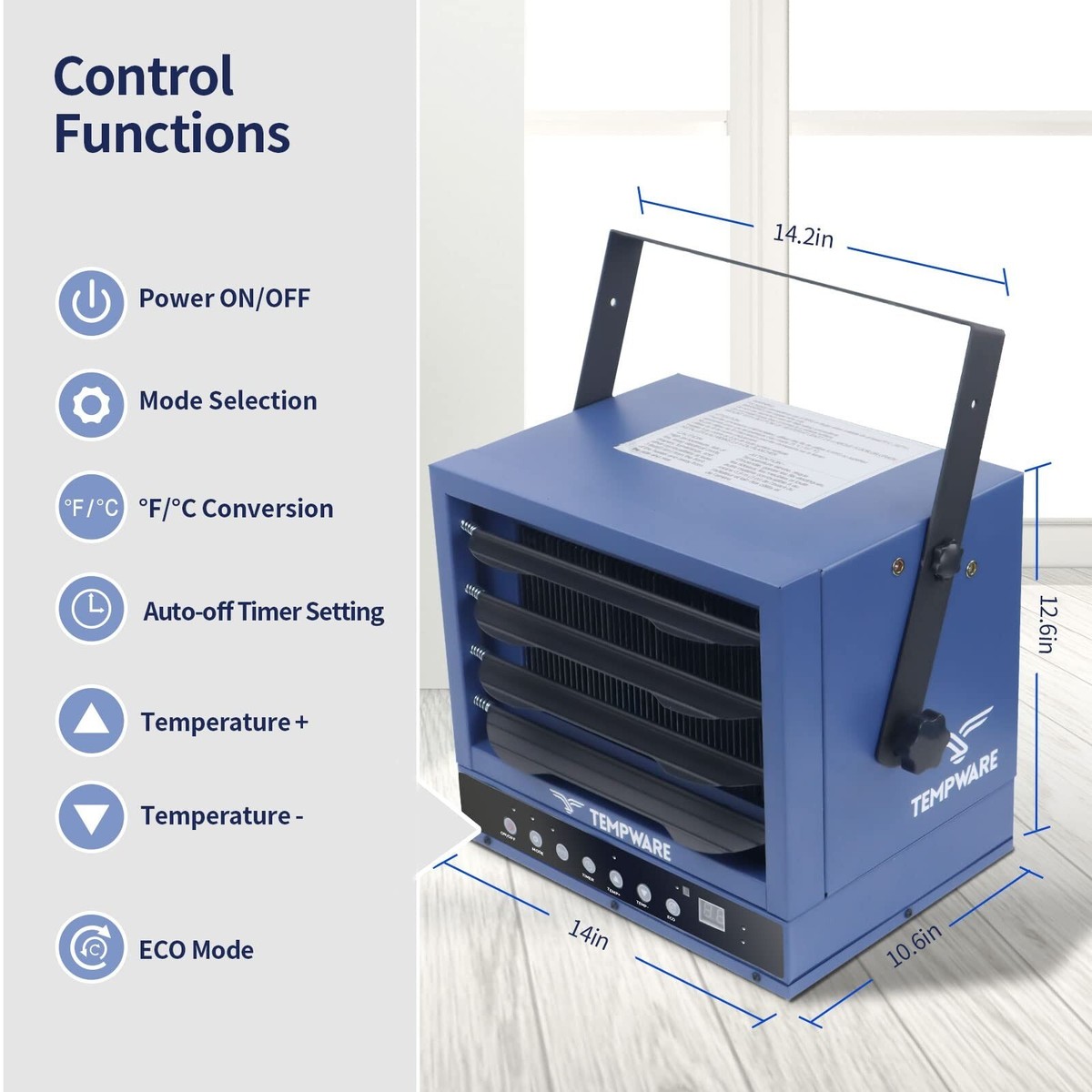 TEMPWARE Electric Garage Heater, 7500-Watt Digital Fan-Forced Ceiling Mount  S... | eBay