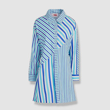 $218 Solid And Striped Women's Blue The Emerson Mixed-Stripe Shirt Dress L