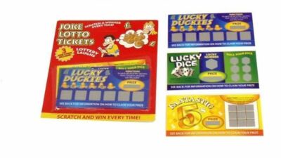 3er-Pack gefälschte Witz Lotterie Lotto Ticket Rubbelkarten. Lotterie lacht