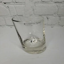 Vintage Double Old Fashioned Clear Slanting Glass, Italy 3.5” Tall