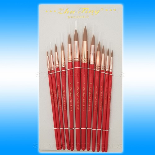 High quality ART Paint brush sets 12pcs Flat / Tip Painting Brushes Set