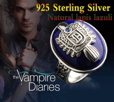 Vampire Diaries Damon 925 Sterling Silber Ring Salvatore Crest Lapis Lazuil