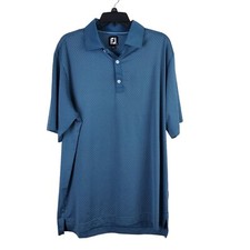 FootJoy FJ Polo Shirt Men's Large Navy Printed Polyester Stretch Golf Classic