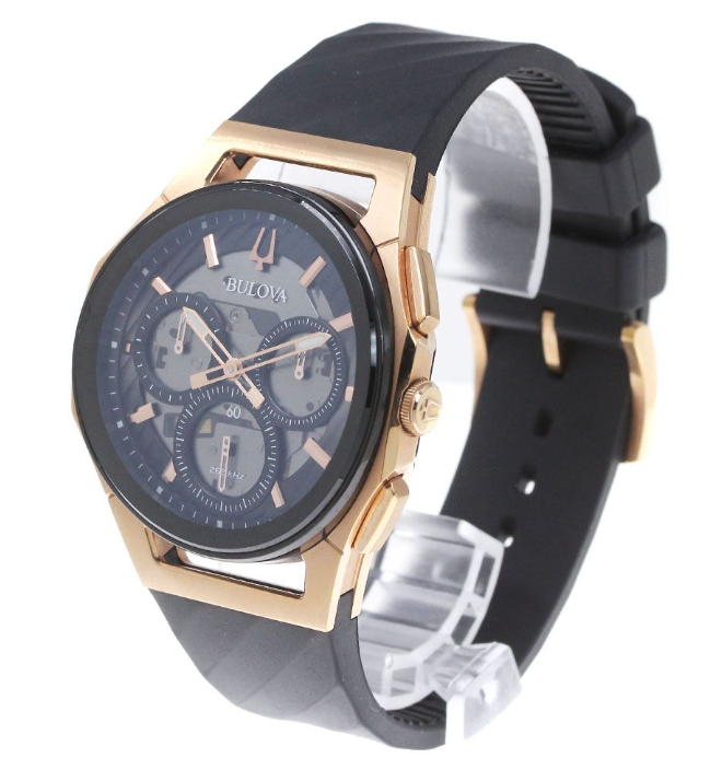Bulova Men's Curv Chronograph Quartz Luminous Black Rubber Watch
