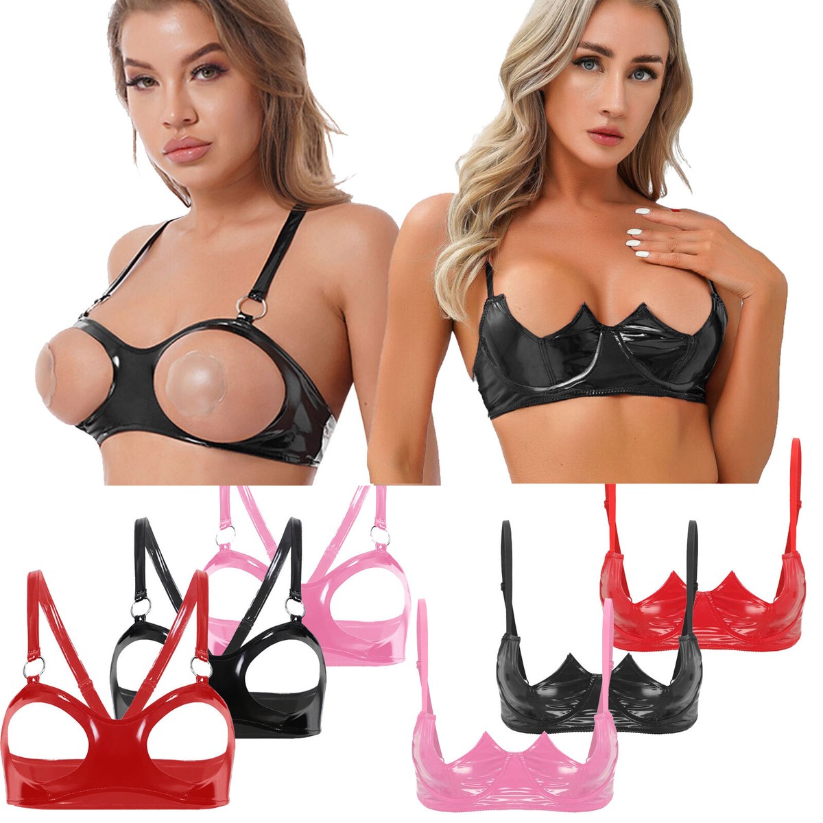 UK Sexy Womens Bra Cupless Tops Underwire Lingerie Clubwear Vest Club  Nightwear