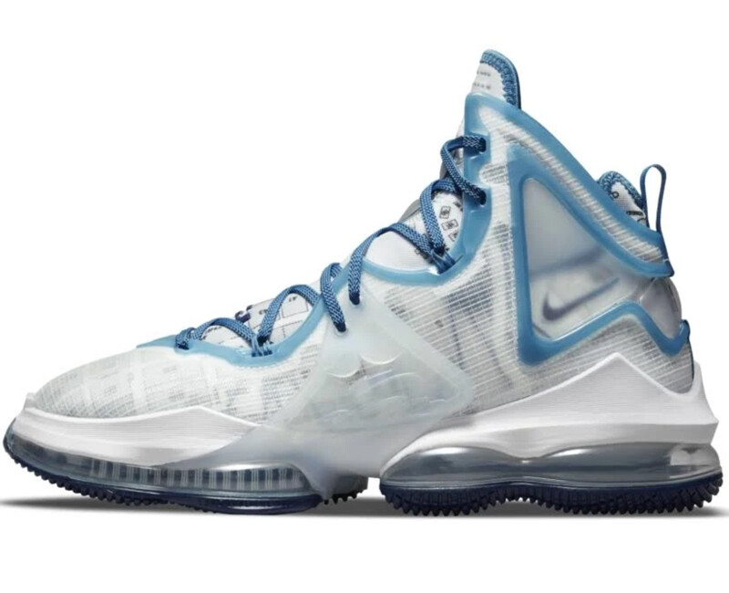 Nike LeBron 19 Basketball Men's Shoe DC9338-100 White/Blue Void sz