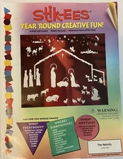 Christmas Nativity Complete Set Vintage Stik-EES Vinyl Decals Window Clings NEW