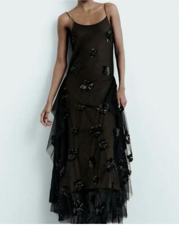 sequin dress with tulle zara ZARA NEW WOMAN TULLE KNIT DRESS WITH SEQUIN XS-S : 6206/104