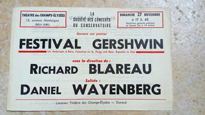 PROGRAMM - THEATRE DES CHAMPS ELYSEES FESTIVAL GERSCHWIN - DECCA Schallplatten