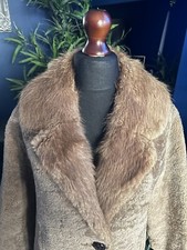 Vintage Maurice Velody 1950s Persian Lamb Coat Mink Fur Collar Brown Womens Uk12