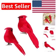 Elegant Clip-On Artificial Red Cardinal Birds - Set of 2 for All Occasions