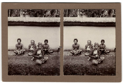 Original-3D/Stereophotographie Hahnenkampf auf Bali, August 1913
