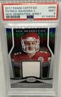 Patrick Mahomes II 2017 Panini Certified New Generation Jersey RC PSA 9 Worn