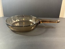 Visions Corning Ware Amber Glass Fry Skillet Pan 7 Inch Waffle Bottom made USA