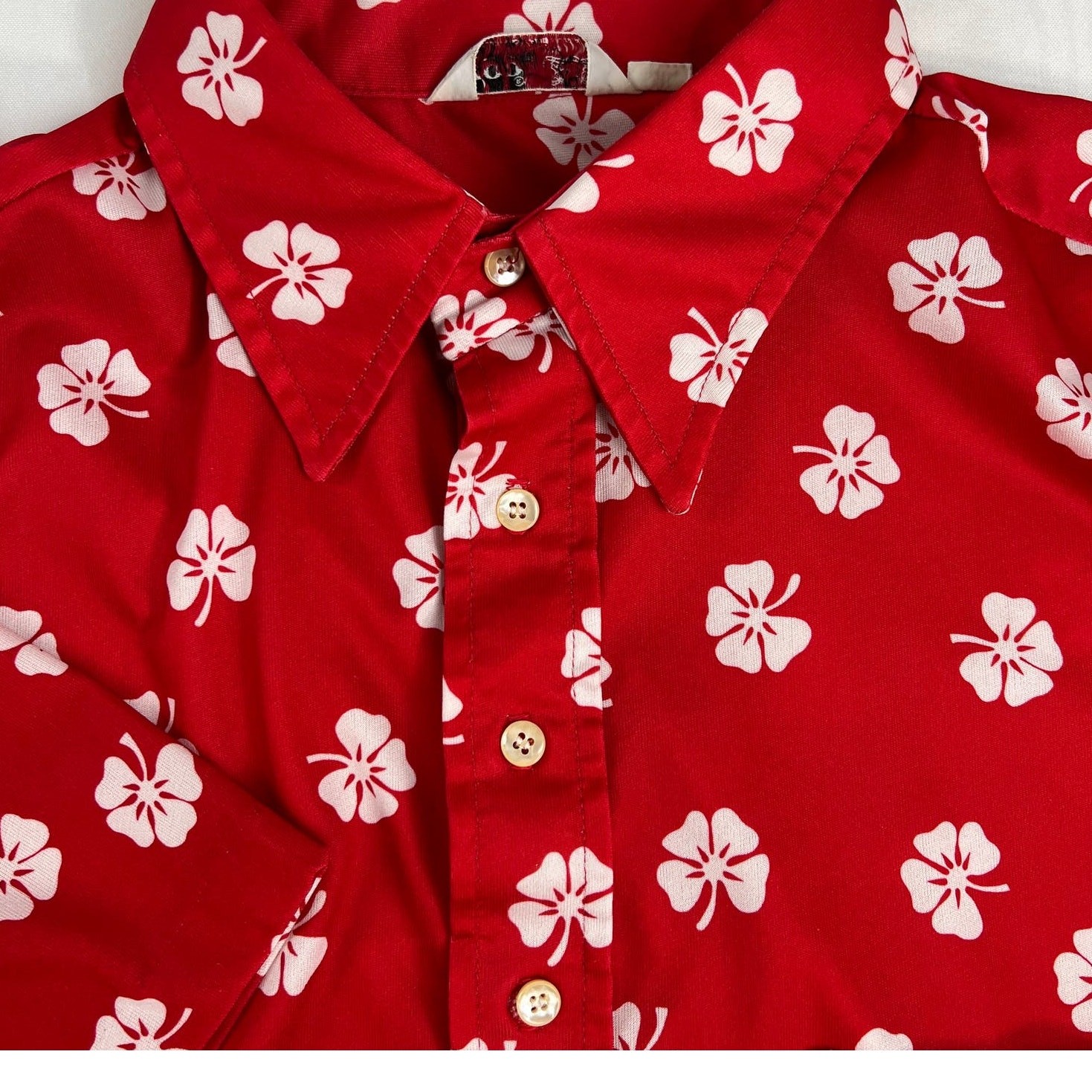 Vintage 1960s IZOD Polo All Over Design Cloverleafs Red Made in USA  XL