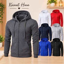Men's Heavy Weight Regular Fleece Lined Zip Up Hoodie Sweater Jacket