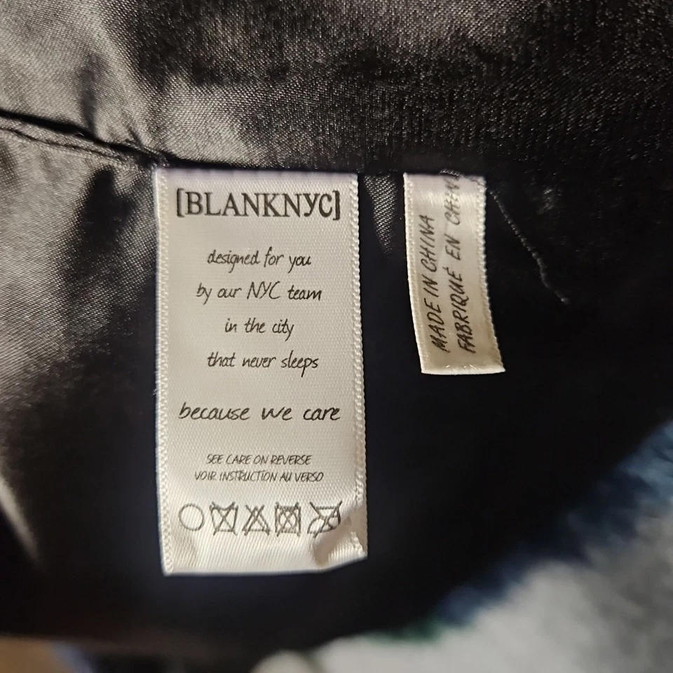 Chaleco de piel sintética BLANKNYC para mujer S multicolor negro azul verde peludo boho glam Foto 4 de 4