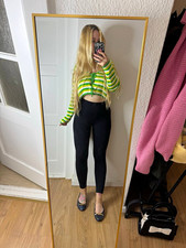Damen Leggings Schwarz High Waist Knöchellä...