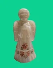 Vintage Fenton Art Glass Floral White Opalescent Angel Figurine Signed 1980's 6"