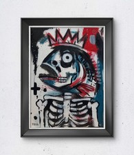 Faris 12x16 acrilico astratto moderno originale su tela - testa di pesce