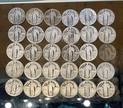 Mixed Date $7.5 Face Silver Standing Liberty Quarter 25 Cents US Coin Lot of 30