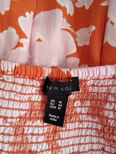 New Look Orange/mix Floral Fit & Flare Summer Dress Size Uk 18 - Picture 7 of 7