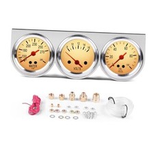 2'' 52mm 3in1 Triple Gauge Set Gauges Kit Universal Chrome 8V-16V Volt