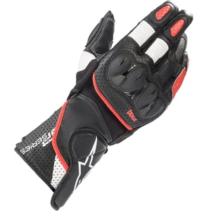 Alpinestars SP-2 V3 Motorcycle Motorbike Leather Gloves - Black White Bright Red