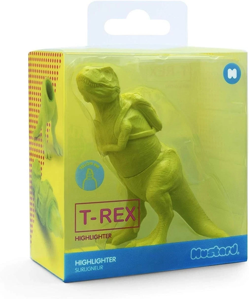 T-Rex Highlighter Pen Lime Mustard Back To School Stationery Figurine Marker