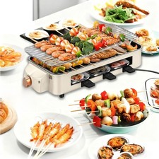 1600W Electric Barbecue Grill Hot Plate Smokeless Indoor BBQ Griddle Table top