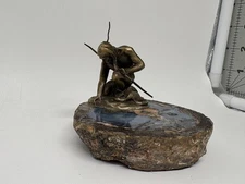 Vintage  1970 Hudson Pewter on Agate Slab Figurine