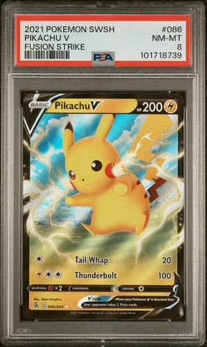 2021 POKEMON SWORD & SHIELD FUSION STRIKE #086 PIKACHU V PSA 8